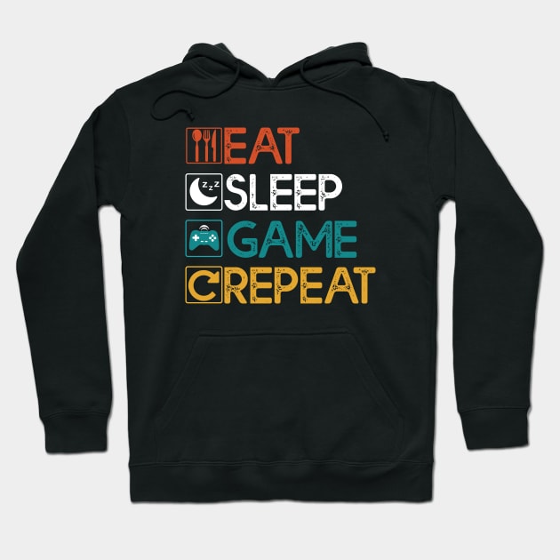 Eat Sleep Game Repeat Gift Gaming Lovers Gift Hoodie by mommyshirts